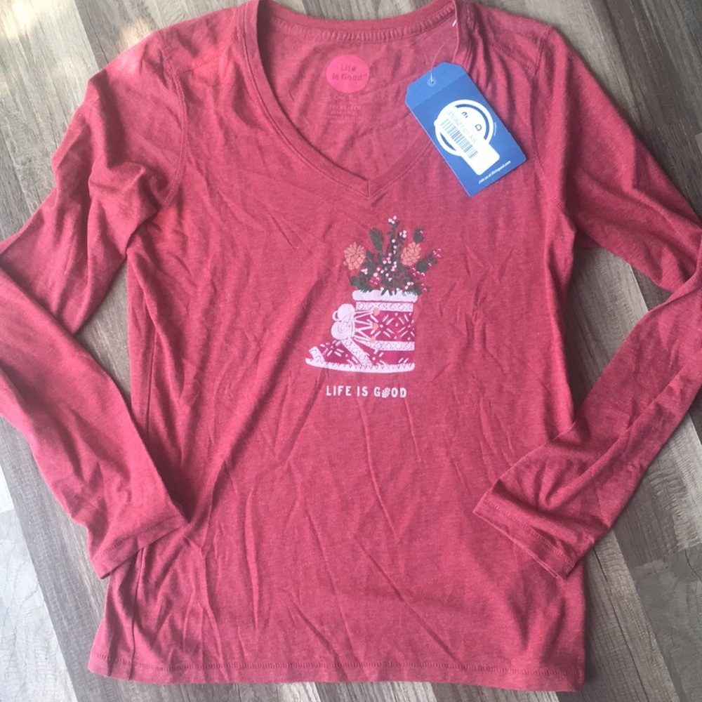 Life is good Christmas stocking long sleeved shirt